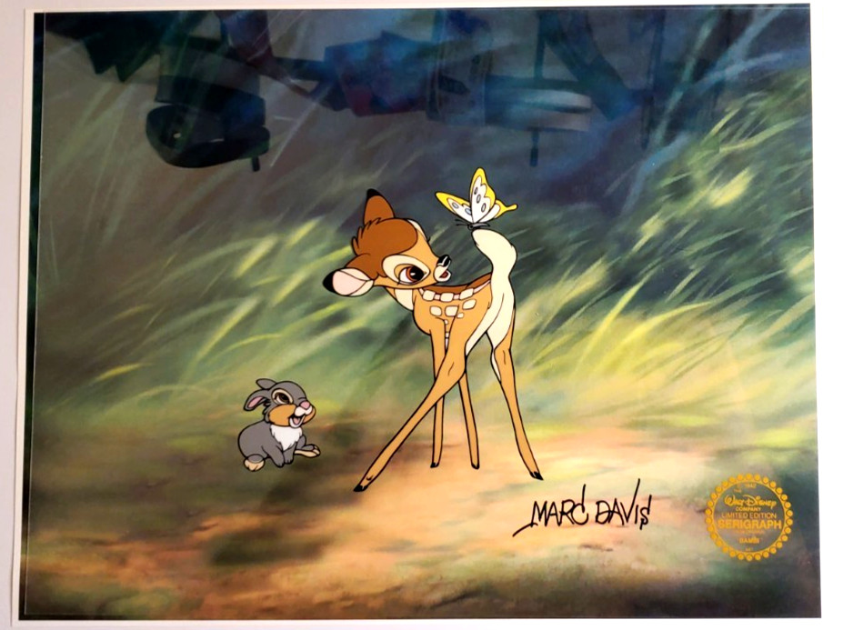 🟩 Disney Sericel Cel Bambi Thumper Hand Signed  Free Background