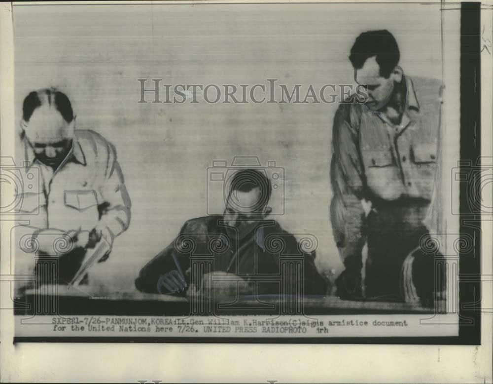 1953 Press Photo Korean War Armistice Signed by General William K. Harrison 1953 Press Photo Korean War Armistice Signed by General William K. Harrison