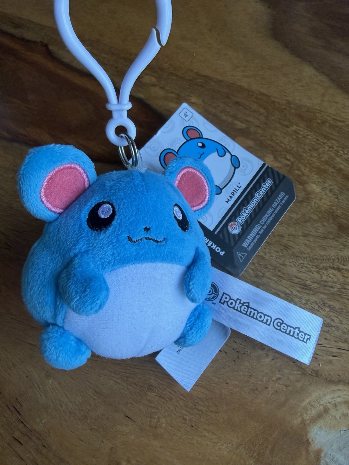 2014 Pokémon Center Marill Plush Keychain Clip On NWT Official Pokémon