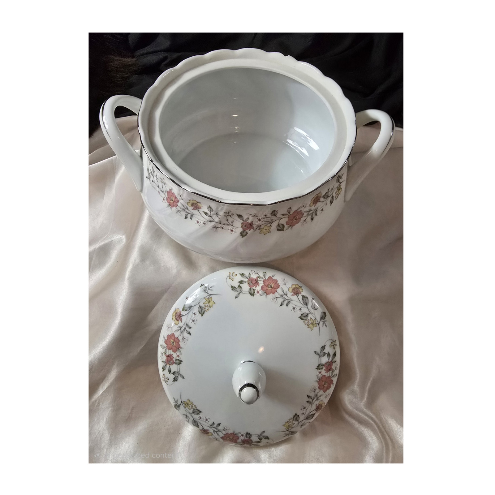 Vintage Sheffield Bouquet Pattern Fine China 8-qt Vegetable Bowl with Lid