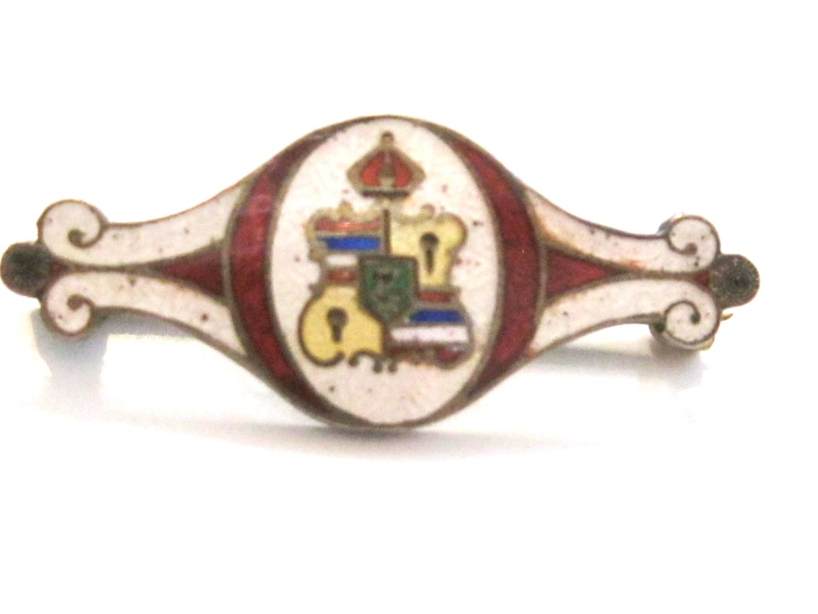 H CULMAN HAWAII ENAMEL STERLING SILVER PIN W HAWAIIAN ROYAL COAT OF ARMS CREST