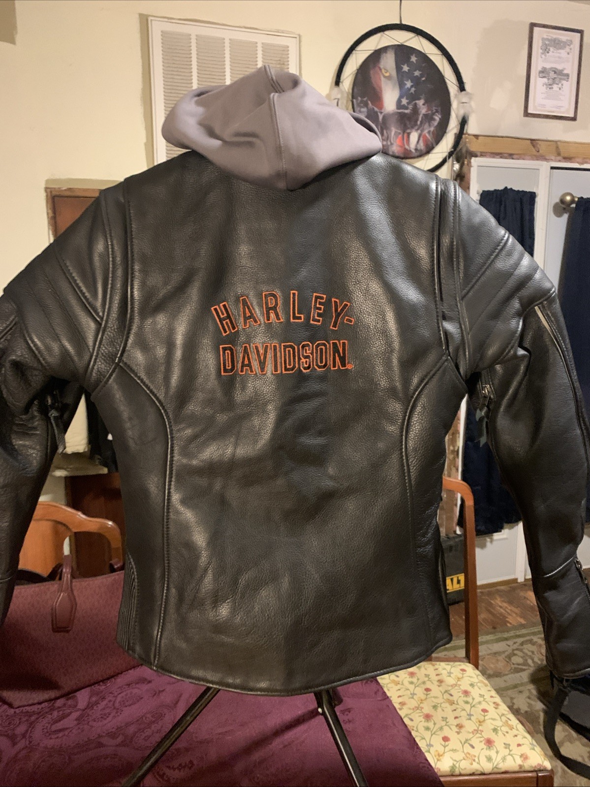 Harley Davidson Miss Enthusiast 2.0 Leather Jacket XS ,Gray Willie G Skull Liner