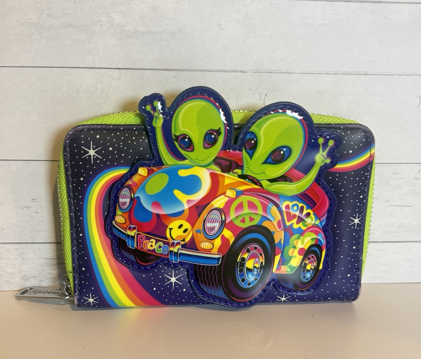 Lisa Frank Loungefly Aliens Zip Around Glow In The Dark Wallet Peace Rainbow Lisa Frank Loungefly Aliens Zip Around Glow In The Dark Wallet Peace Rainbow