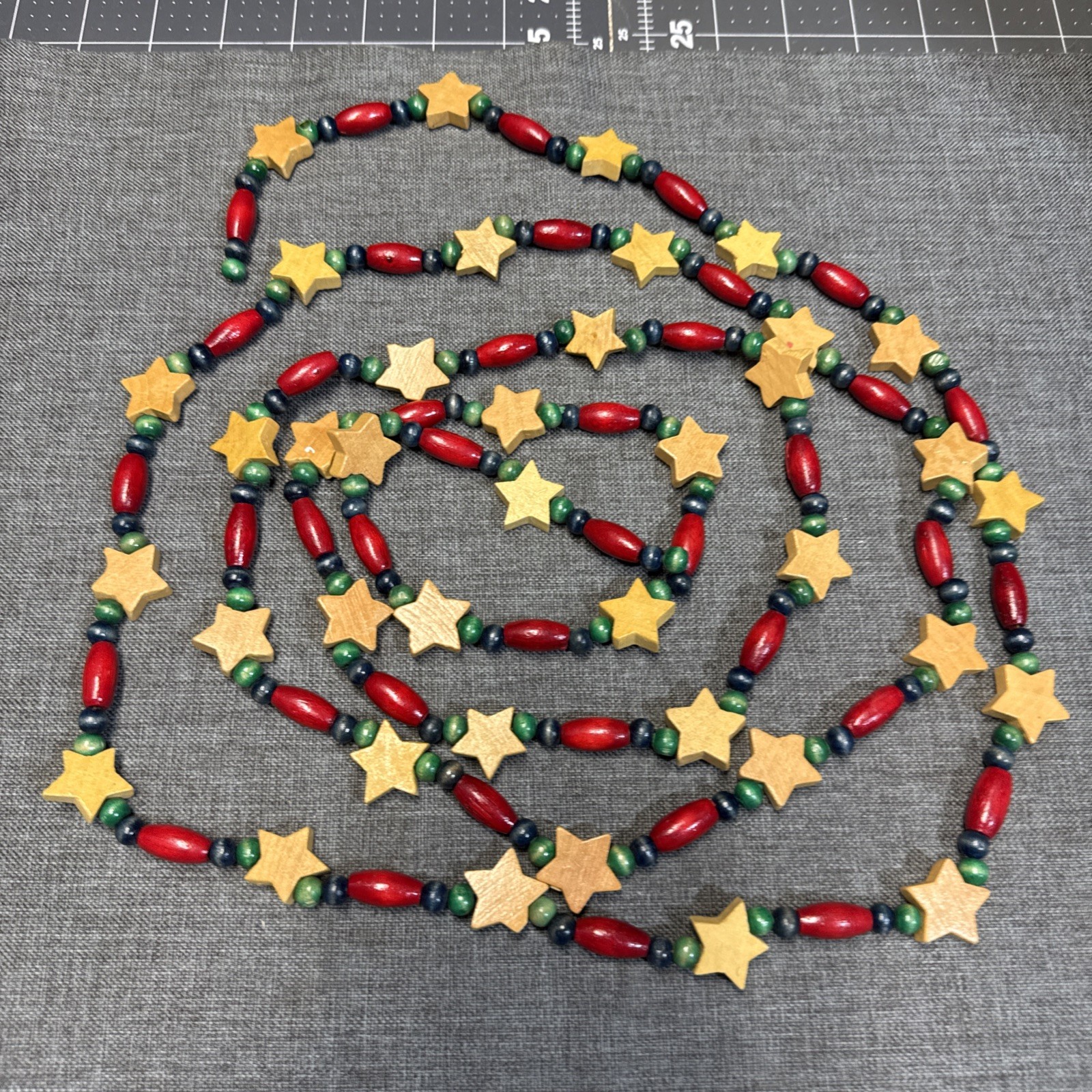 96” vintage wooden star christmas garland