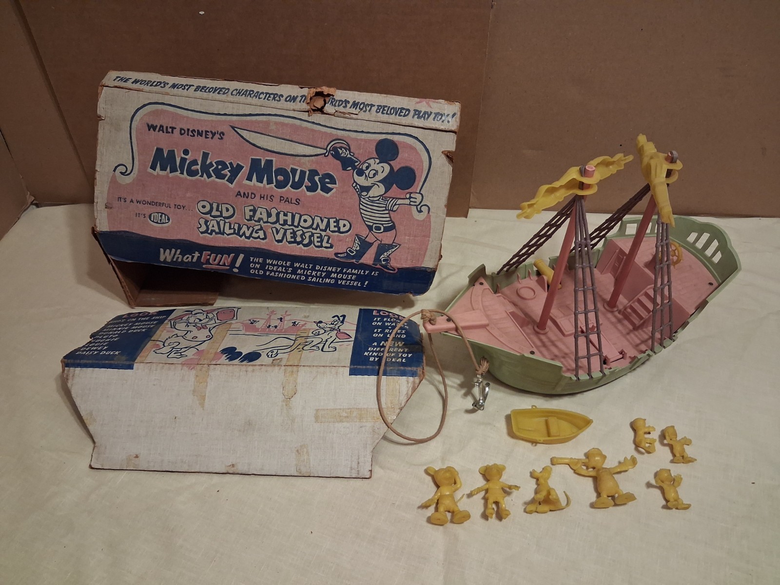 Ideal Walt Disney’s Mickey Mouse & Old-Fashioned Sailing Vessel - Vintage 1950's