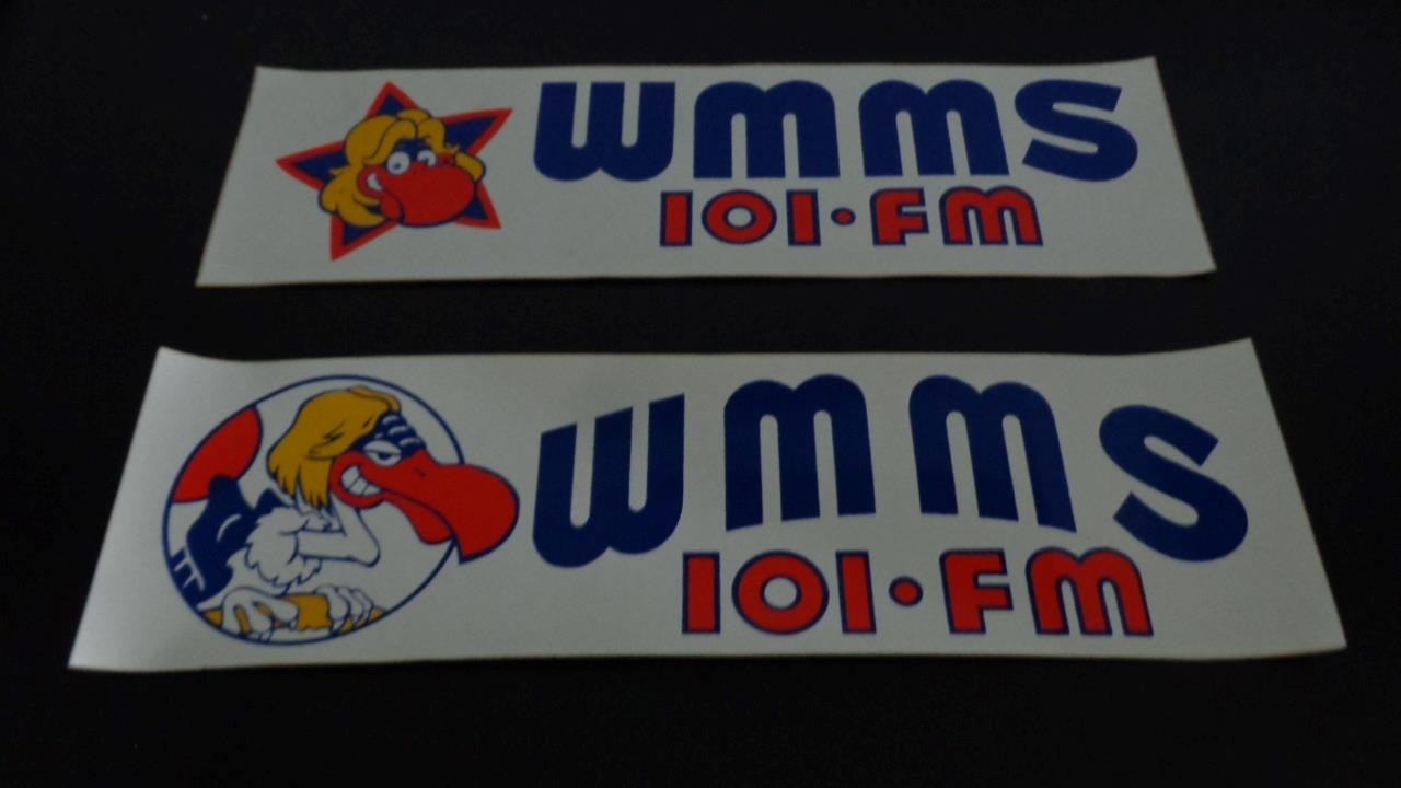 2 VTG. 1970'S ERA WMMS 101 FM CLEVELAND OHIO HOME OF THE BUZZARD BUMPER STICKERS