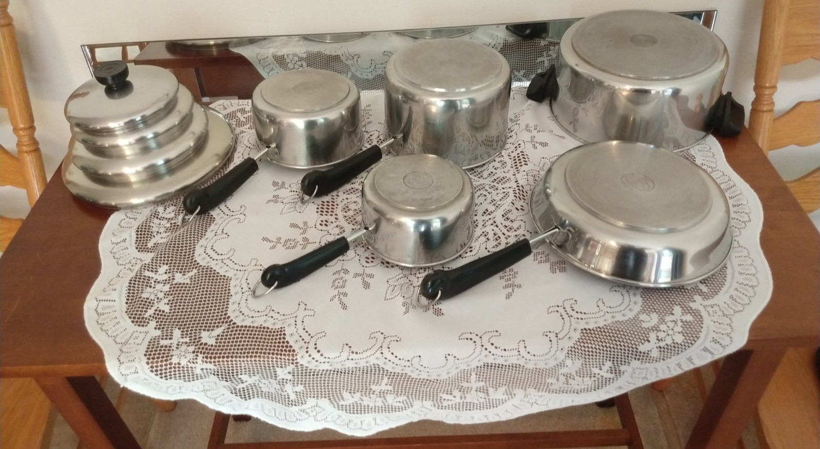 Revere Ware 1801 Stainless Steel Tri-Ply Pots 9 Pc Set 1qt,1.5qt,3qt, 4.5qt,9in Revere Ware 1801 Stainless Steel Tri-Ply Pots 9 Pc Set 1qt,1.5qt,3qt, 4.5qt,9in