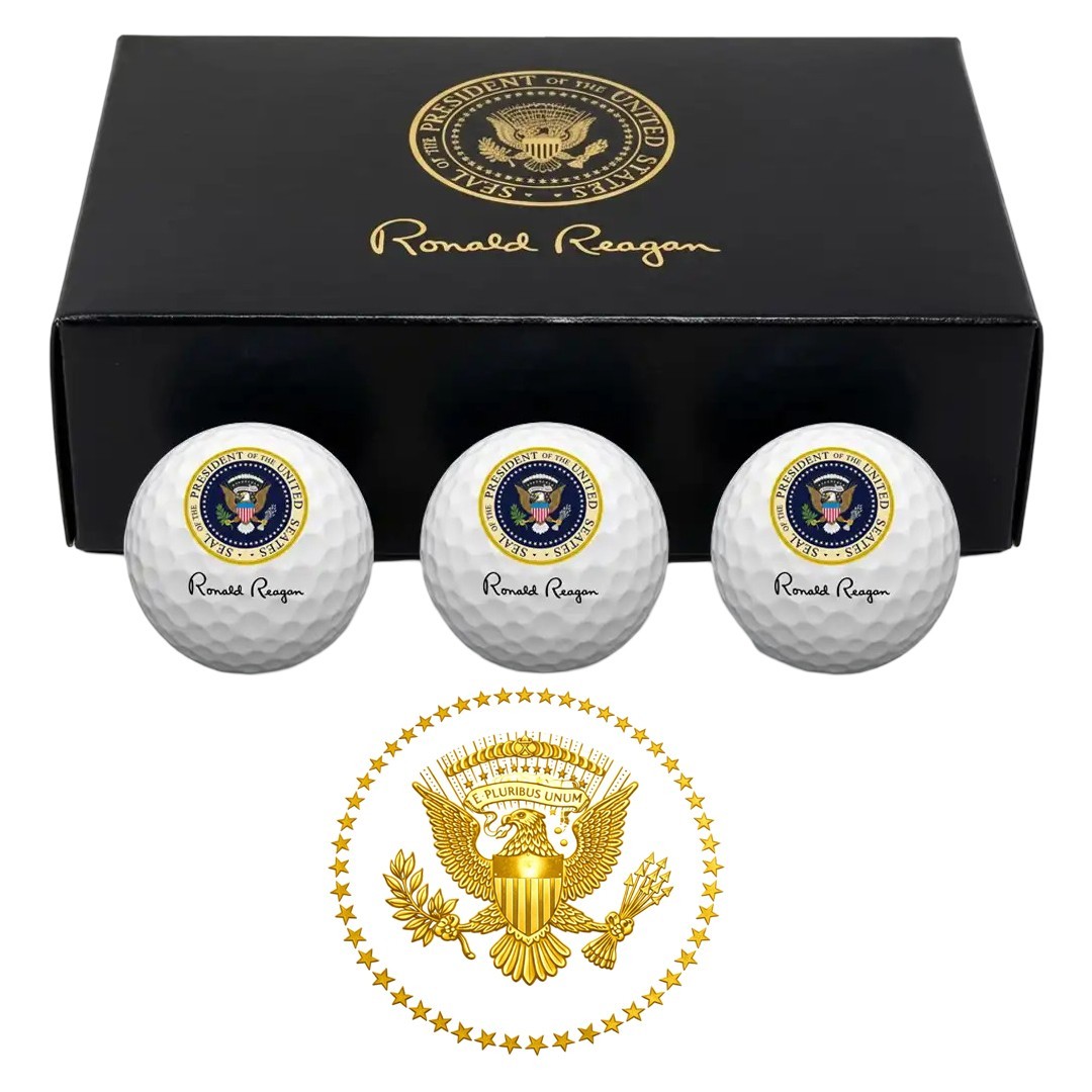 Presidential Seal Golf Balls (set of 3) with Box President Reagan Signature