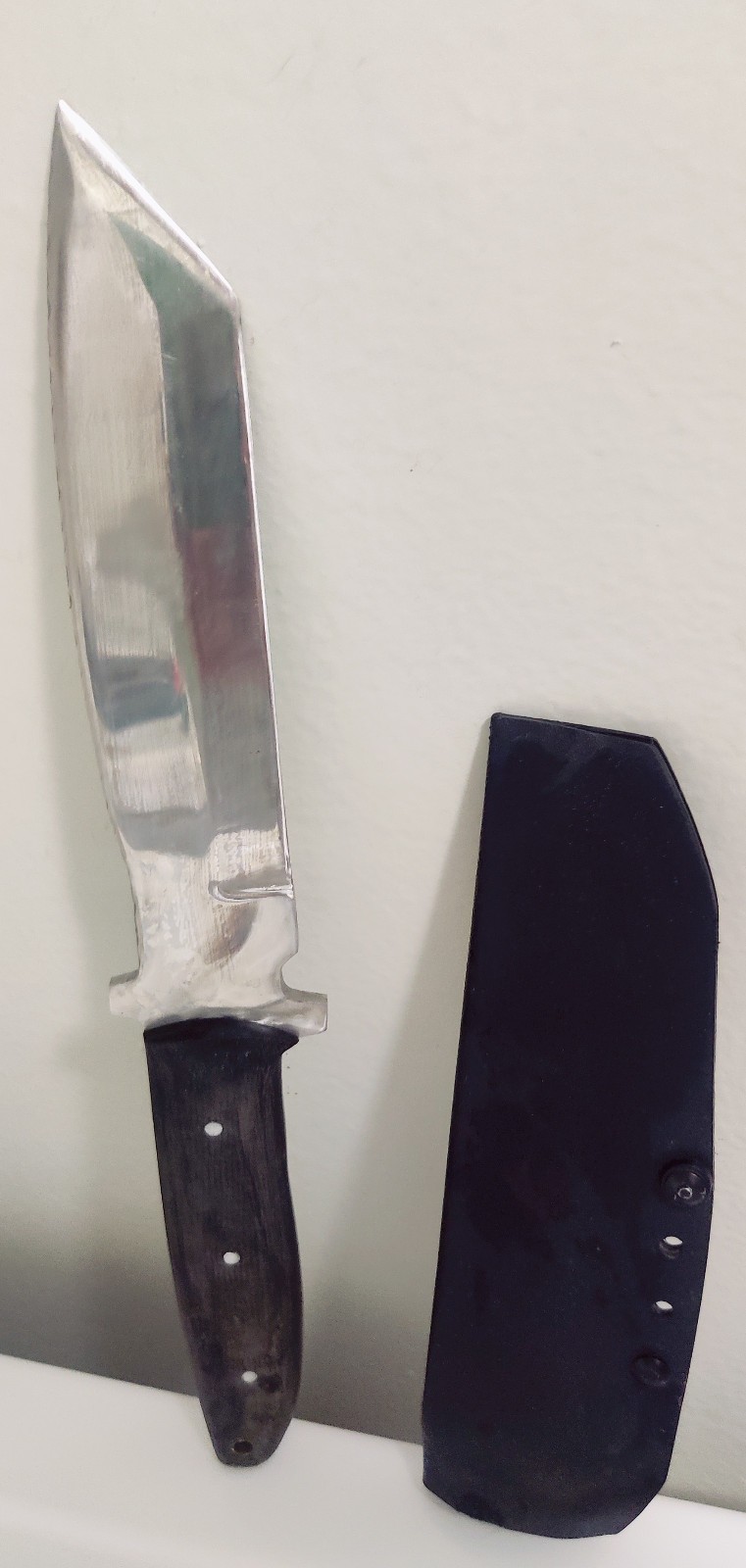 Bowie Hunting Steel Thick Knife & Sheath Mirror Finish Sharpened 13