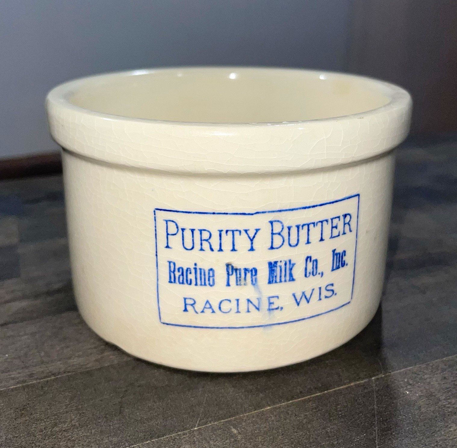 Vintage Red Wing Stoneware Advertising Purity Butter Crock - Racine, Wisconsin