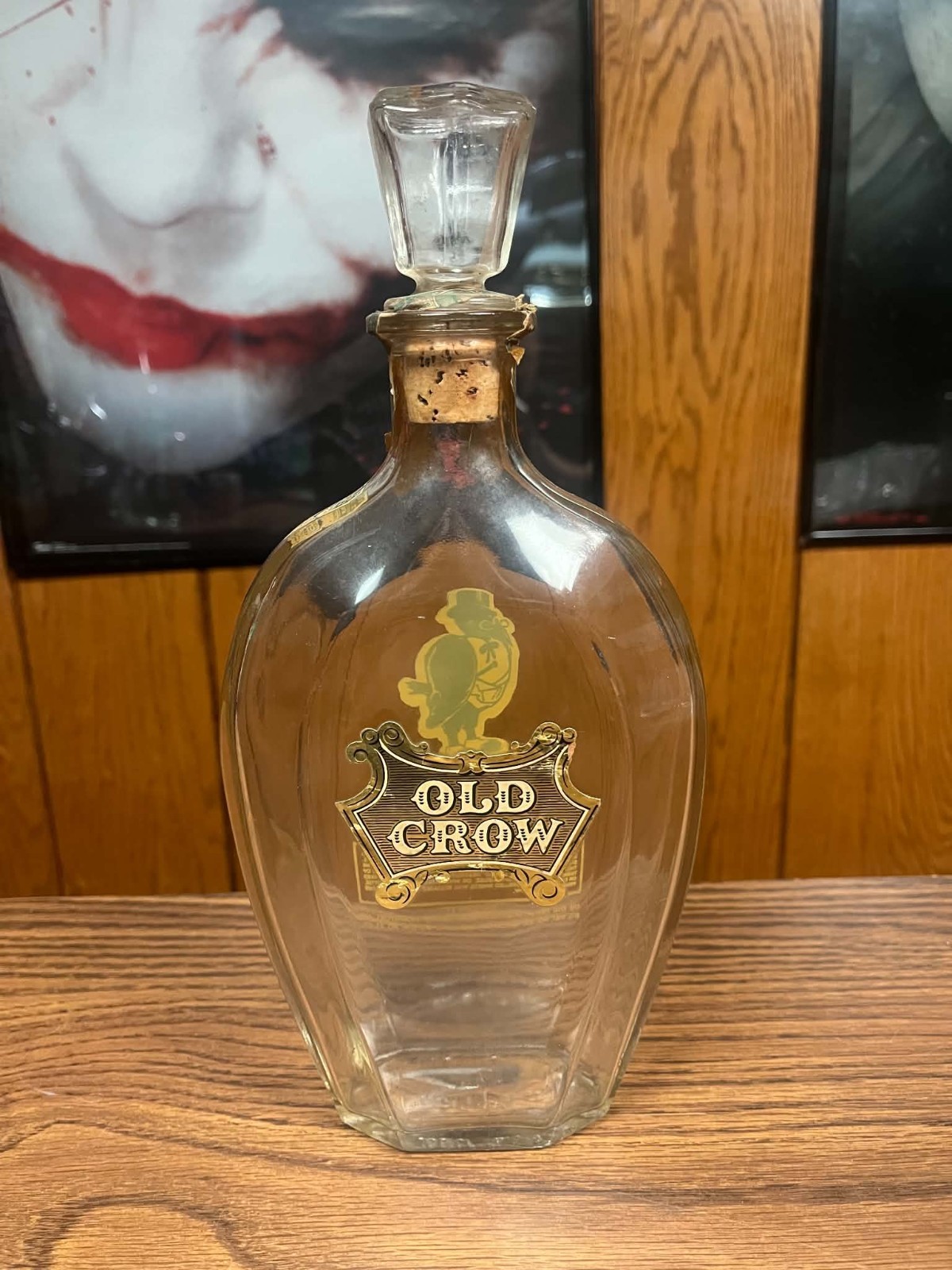 Rare 1950 / 1954 Empty Old Crow Bottled & Bond BIB Bourbon Whiskey Decanter