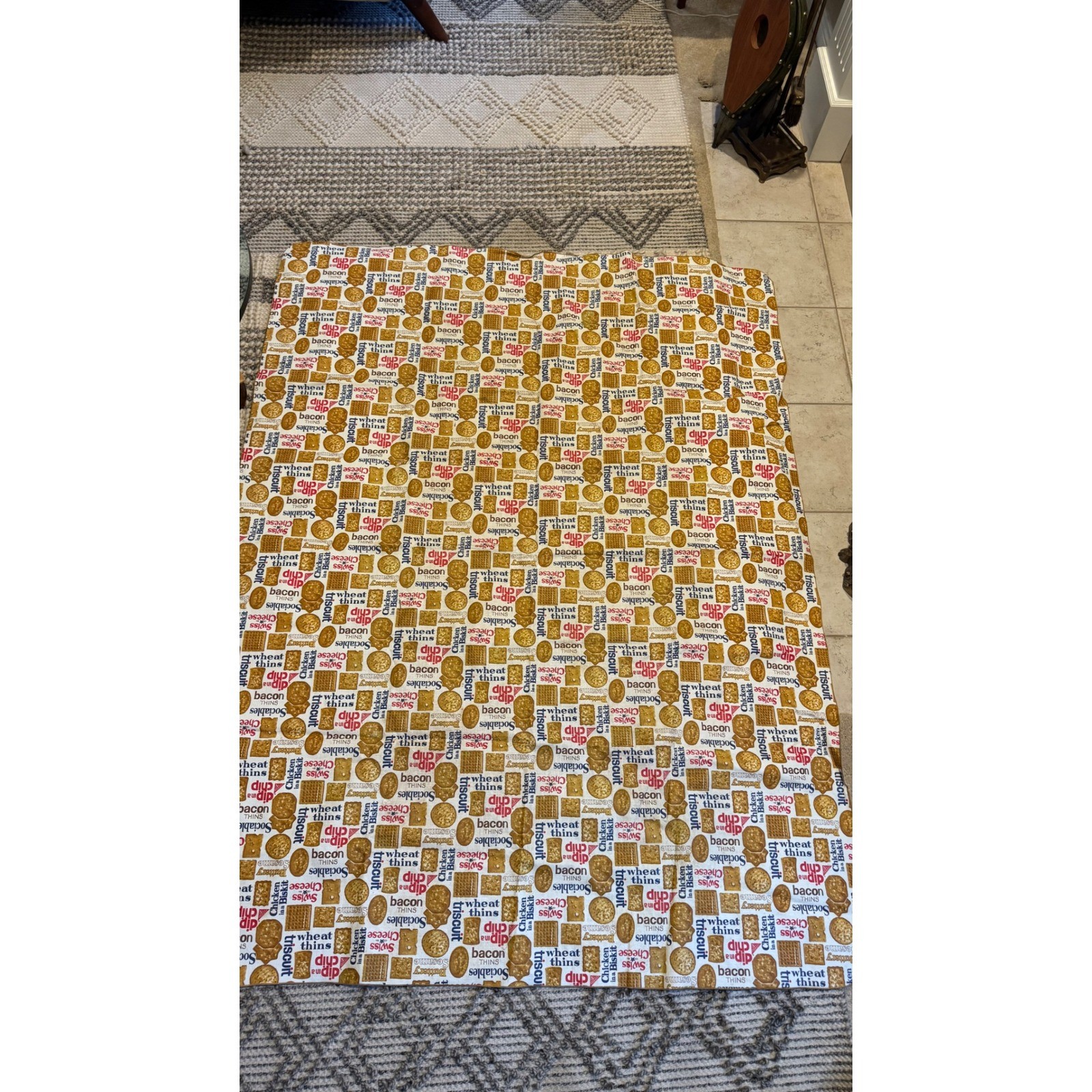 Vintage 70s Nabisco Cracker Print Tablecloth Triscuit Wheat Thins Retro Kitchen Vintage 70s Nabisco Cracker Print Tablecloth Triscuit Wheat Thins Retro Kitchen