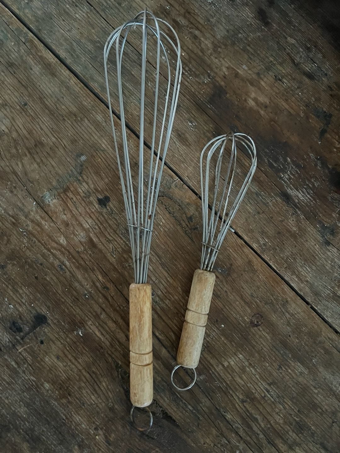 Vintage Wire Whisks with Wooden Handles, Set of 2 Vintage Wire Whisks with Wooden Handles, Set of 2