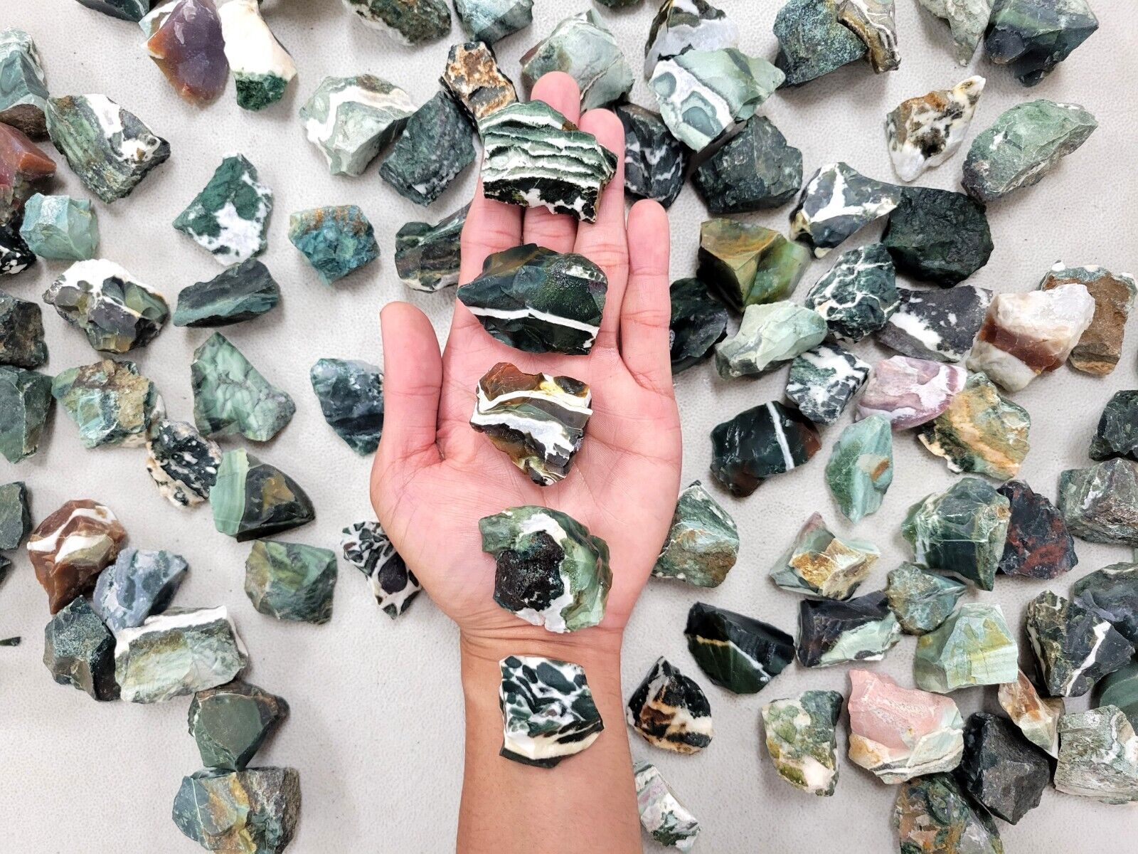 Indian Turquoise AKA Green Sardonyx Raw Rough Crystal Stones Bulk Natural Gems