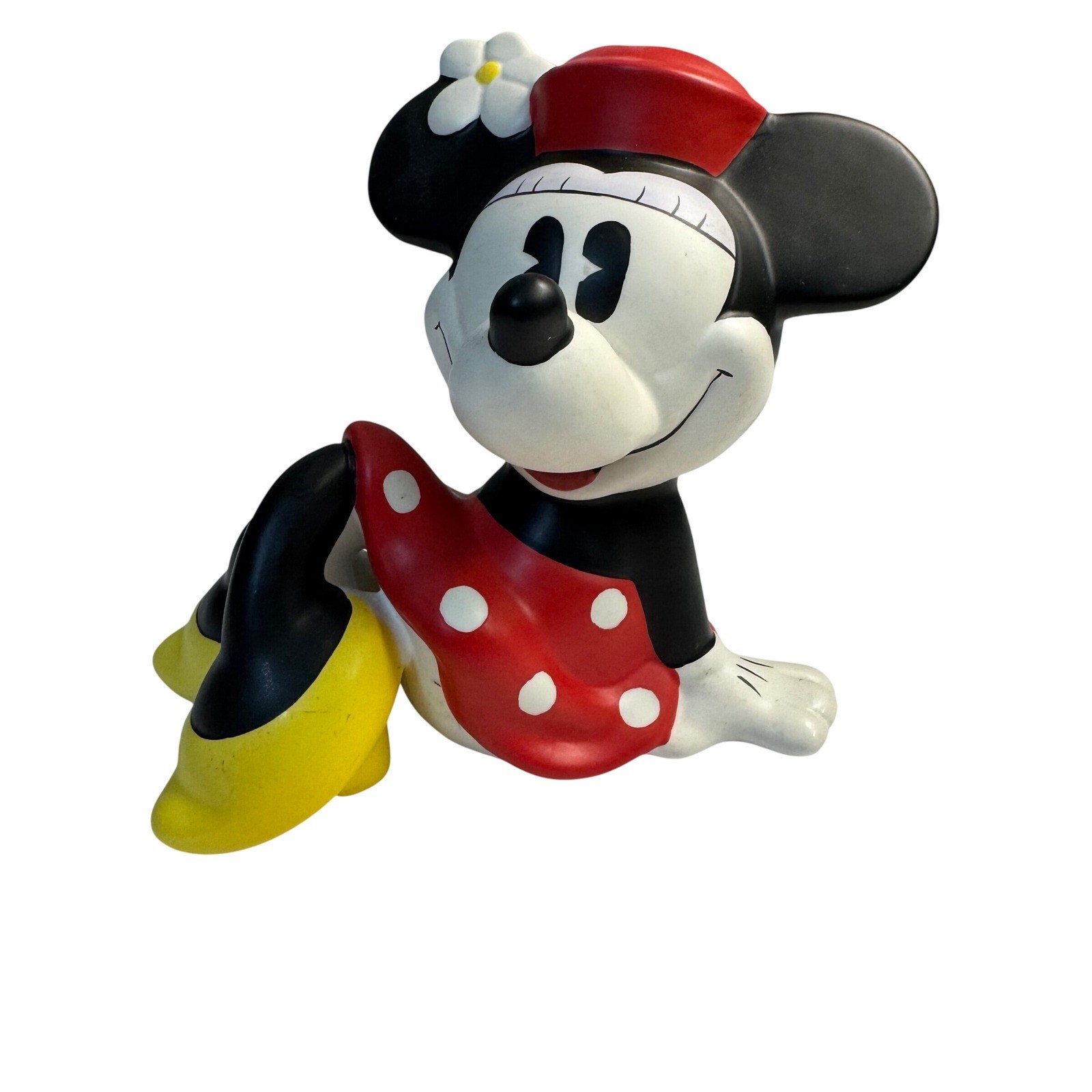 Vintage 80s Disney Minnie Mouse Ceramic Coin Bank Enesco Red Polka Dot Skirt