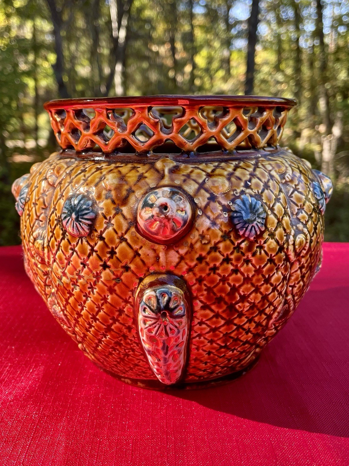 Antique English Majolica Herculaneum pottery Cache Pot Please Read