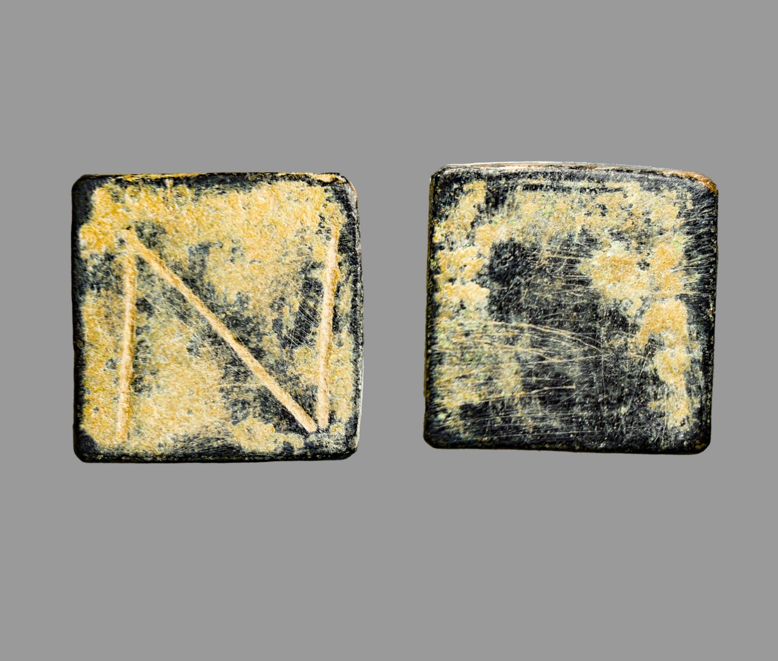 Byzantine Bronze Square 1 Nomisma Weight 4.33g Letter N c. 400-650 AD COA