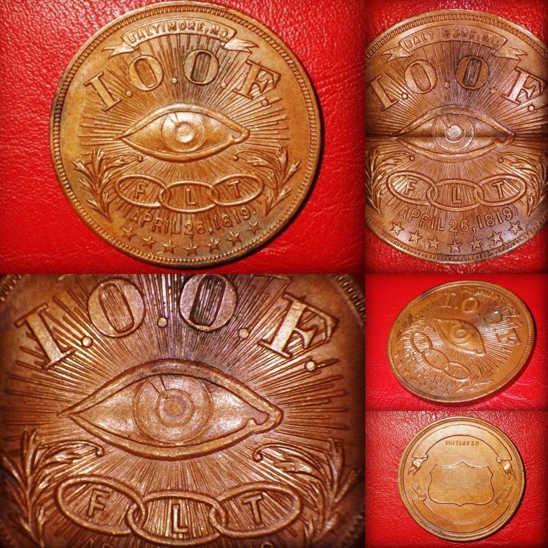 Oddfellows Medal Antique Vintage Secret Society Eye of Providence #155dc2