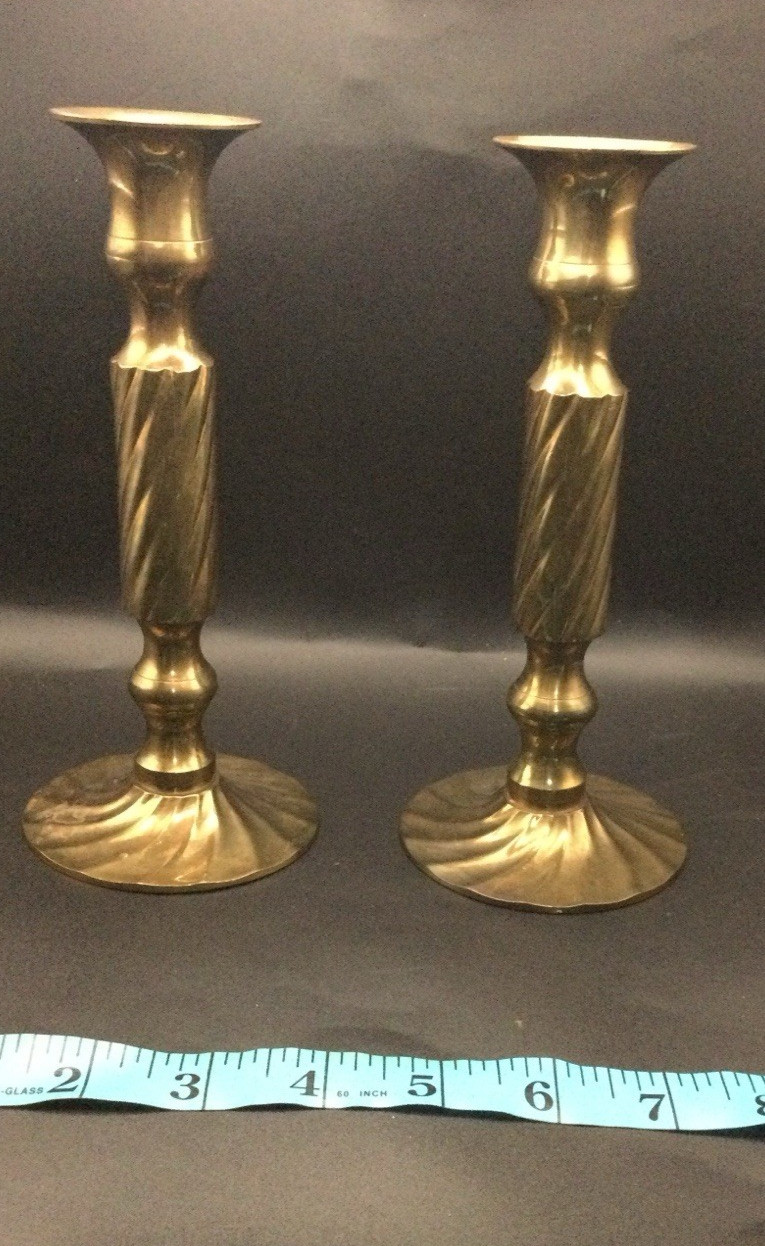 Vintage Solid Brass Candlesticks  Candle Holders 7.5”