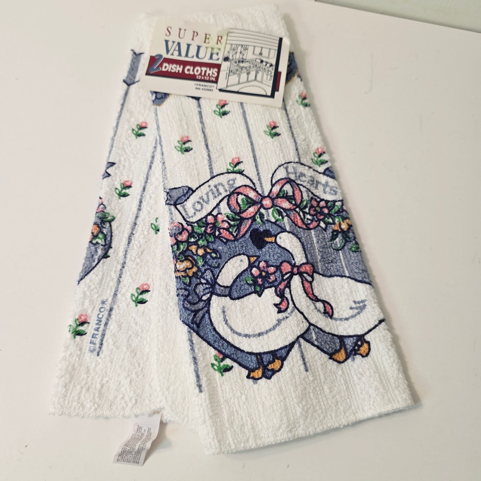 2pc Vtg Goose Geese Franco Kitchen Dish Hand Towel Farmhouse Cottagecore Cannon