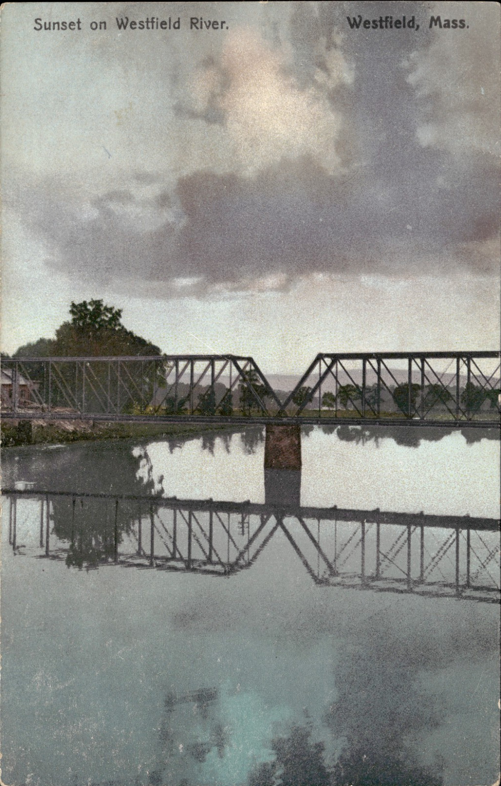 Sunset on Westfield River Massachusetts Antique Postcard