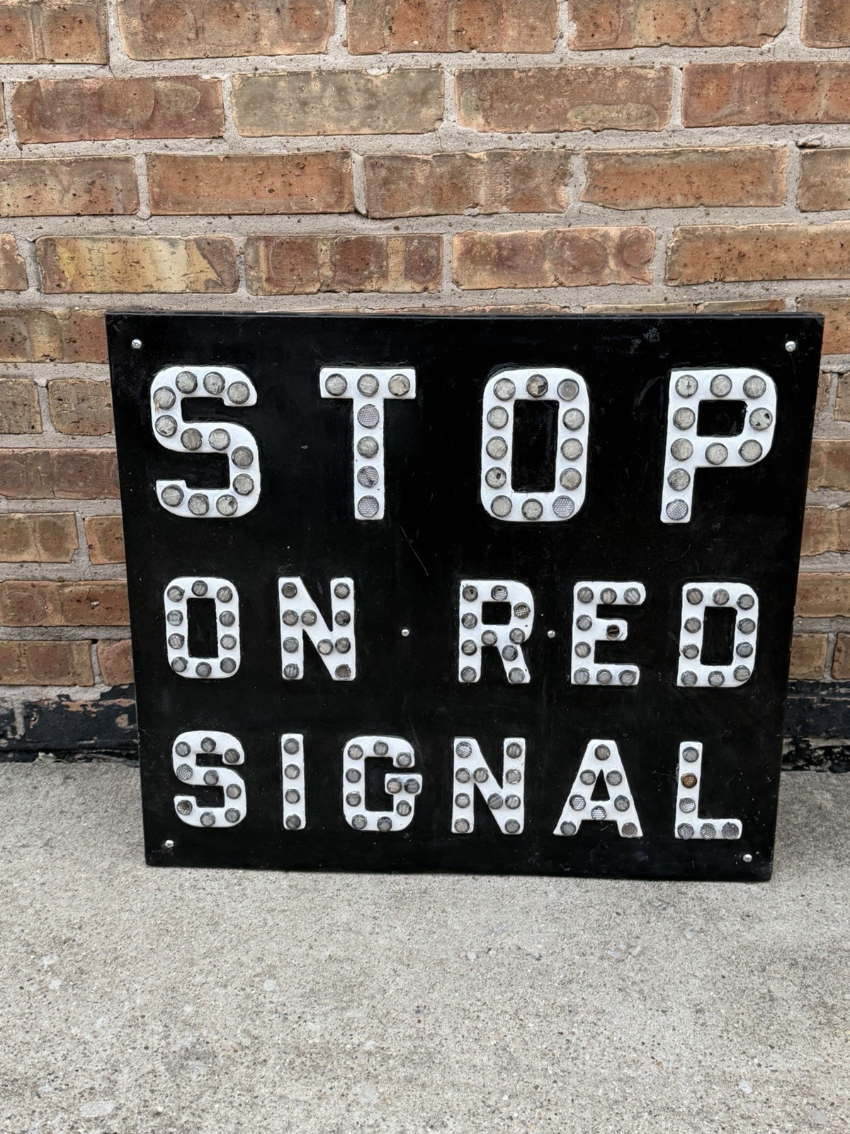 Rare Vintage Railroad STOP ON RED SIGNAL Sign Cat Eye Reflectors
