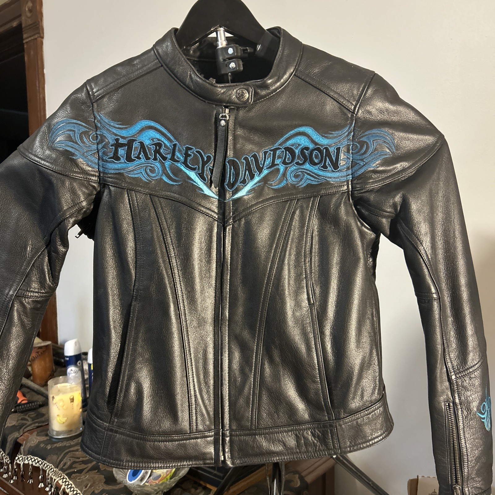 Harley-Davidson Women's Blue Twilight Tribal Leather Jacket Small S 97017-10VW