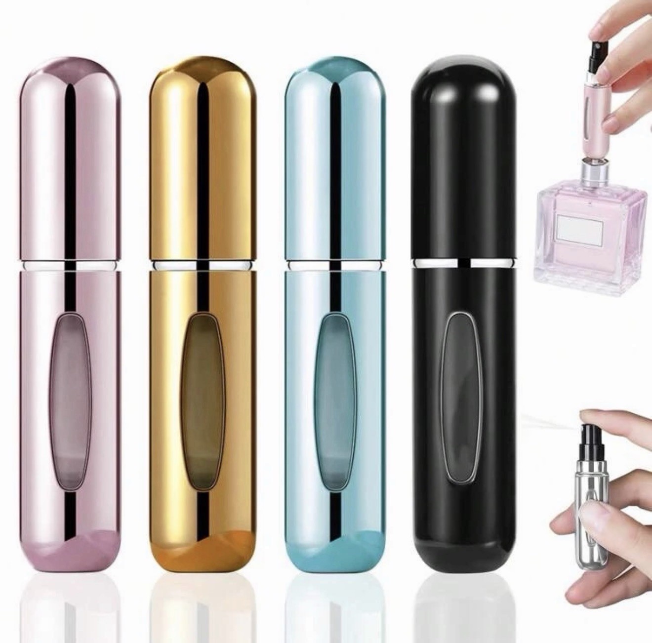 4PCS 5ml Refillable Perfume Atomizer Travel Spray Bottles Leakproof Mini Set