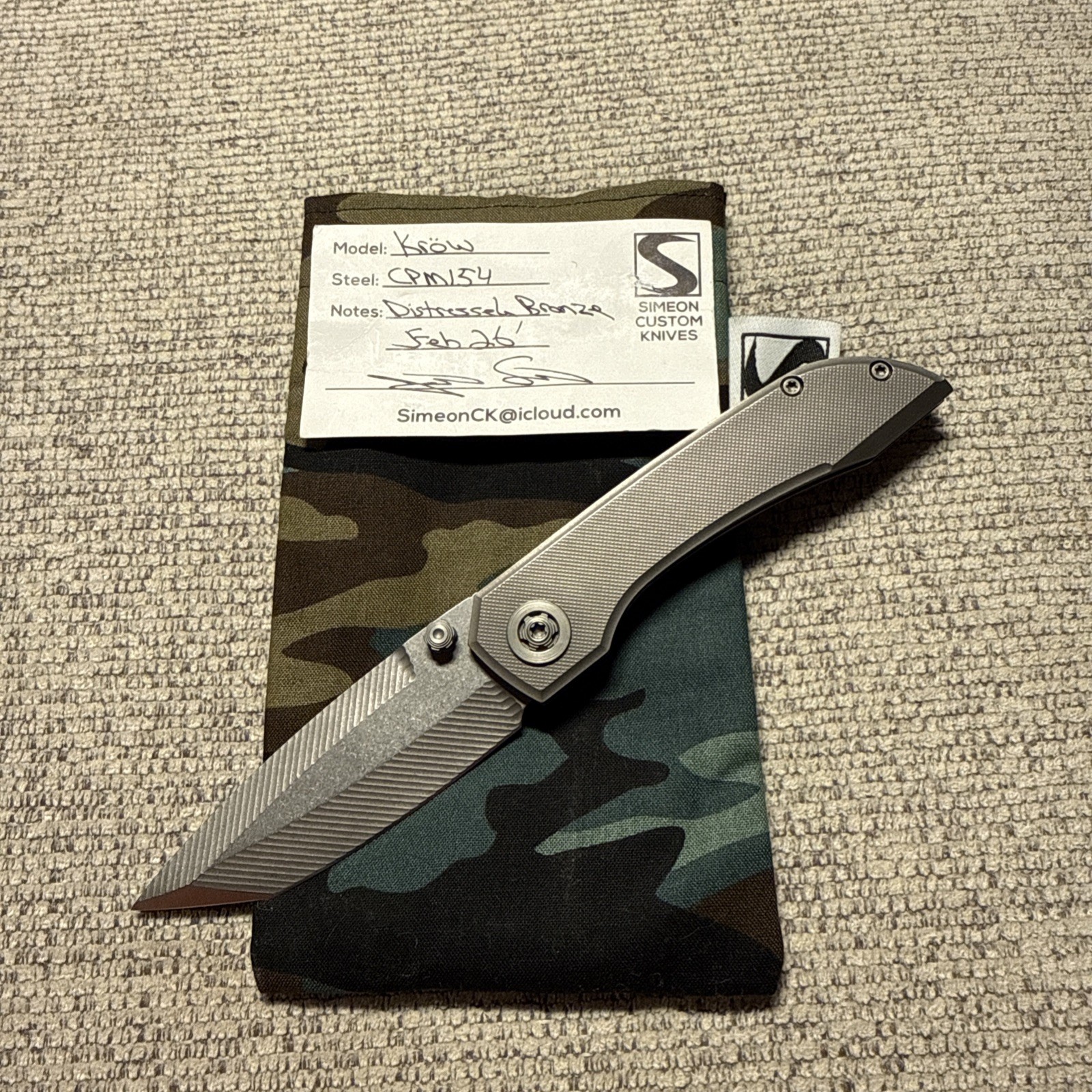 Simeon Custom Knives - KROW - CPM154 - excellent+ You do not see these for sale