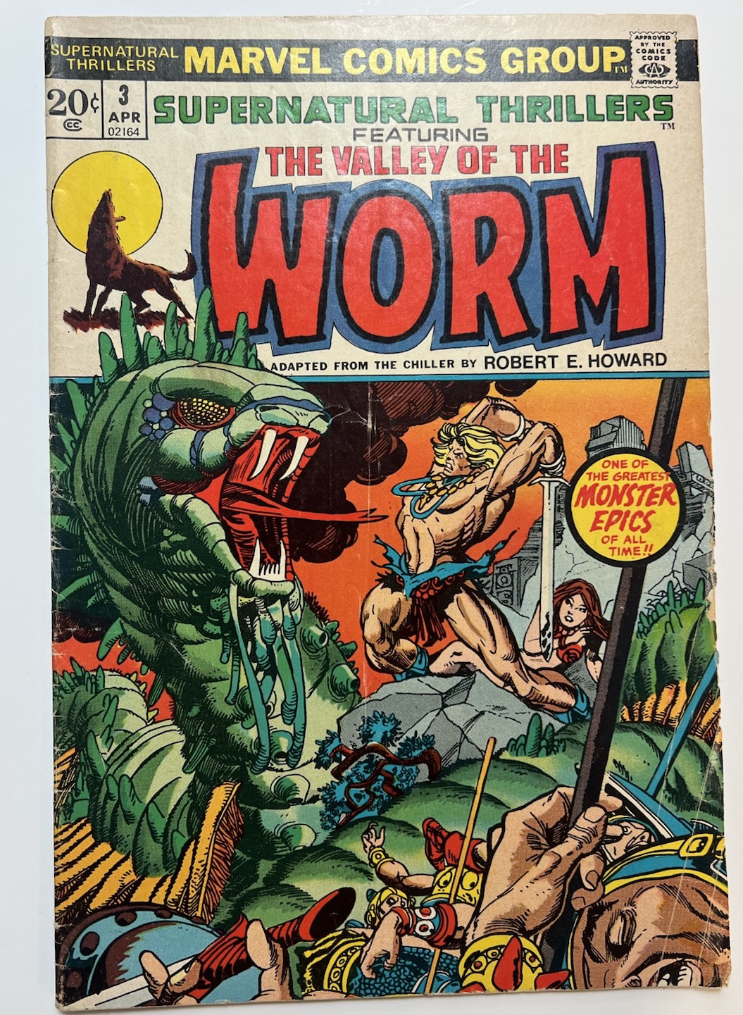 MARVEL COMICS  SUPERNATURAL THRILLERS THE VALLEY OF THE WORM. APR  #3