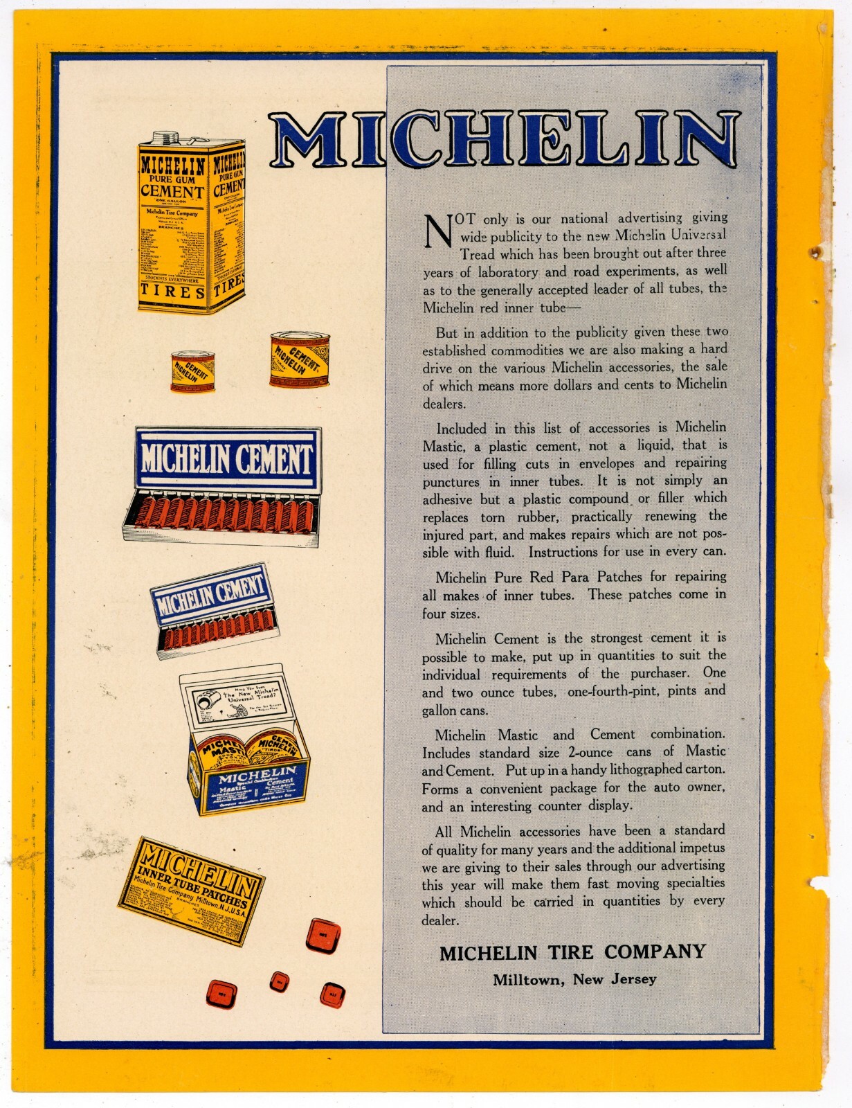 1916 Michelin Tires 1 pg. Two Sided Ad on Card Stock - Too Good to be True? 1916 Michelin Tires 1 pg. Two Sided Ad on Card Stock - Too Good to be True?