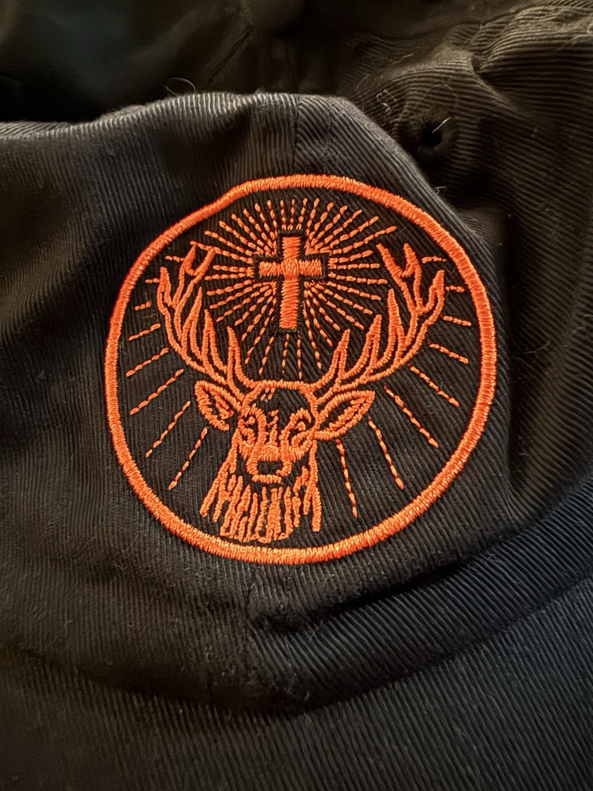 Jagermeister Black Baseball Cap Hat w/ Orange Embroidered Logo Distillery