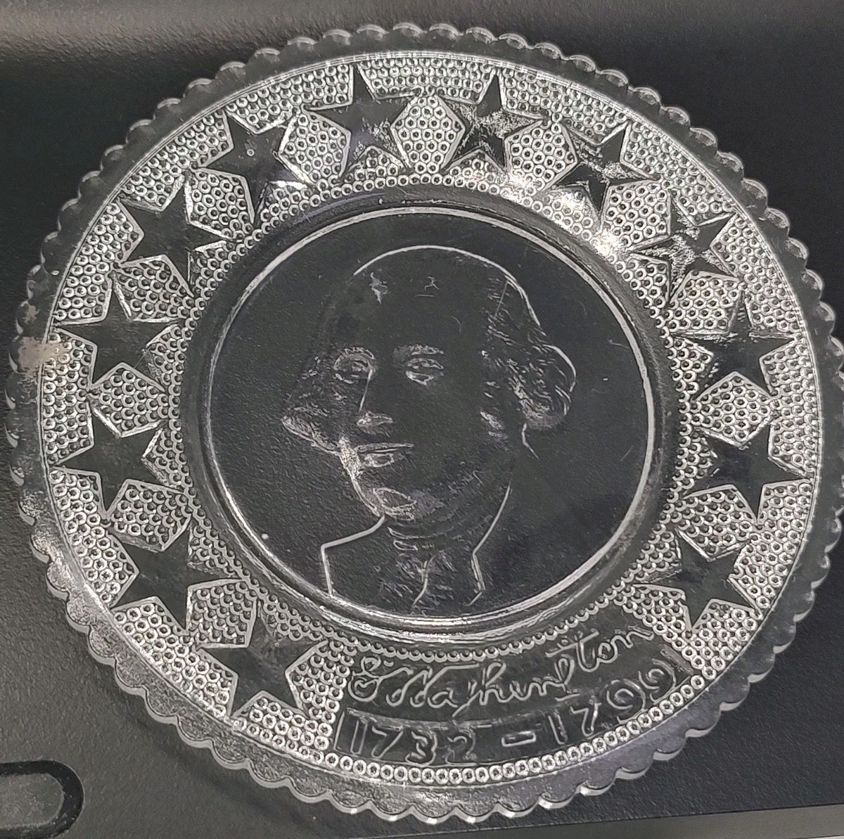Vintage George Washington Clear Glass Commemorative Cup Plate