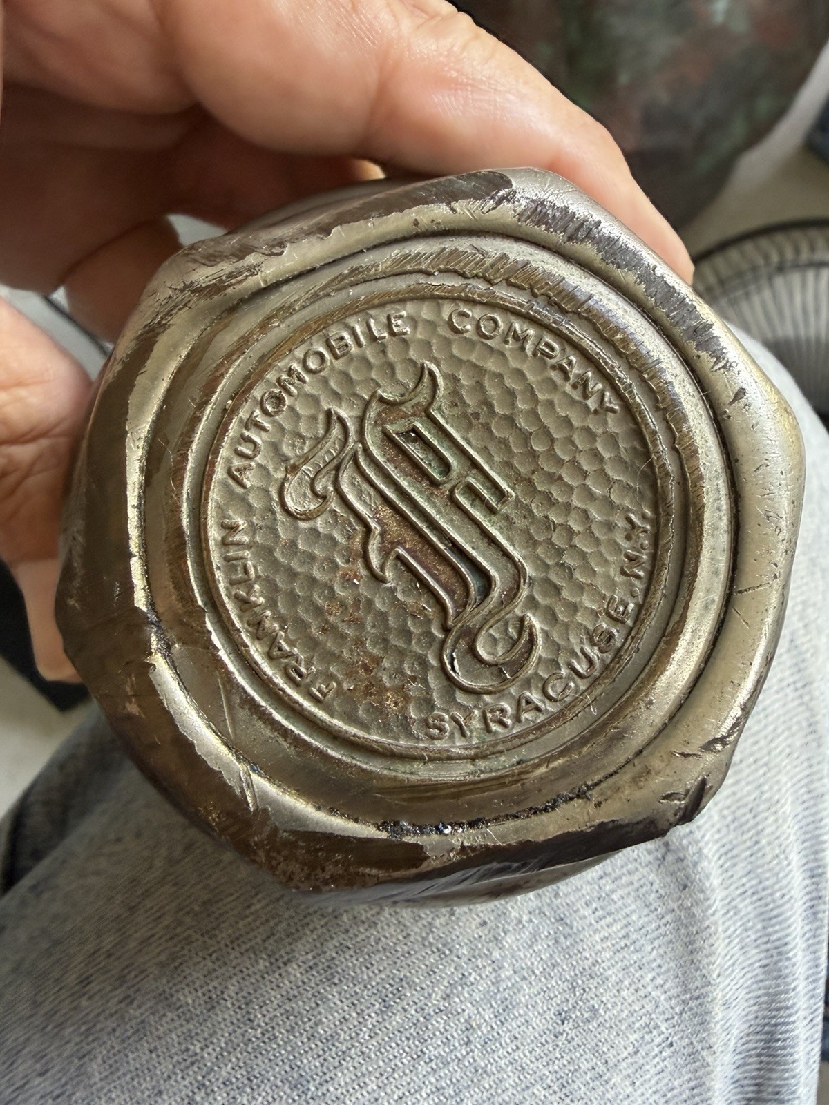 Antique 1920’s Franklin Automobile Company Brass Center Wheel Cap Rare Car Antique 1920’s Franklin Automobile Company Brass Center Wheel Cap Rare Car