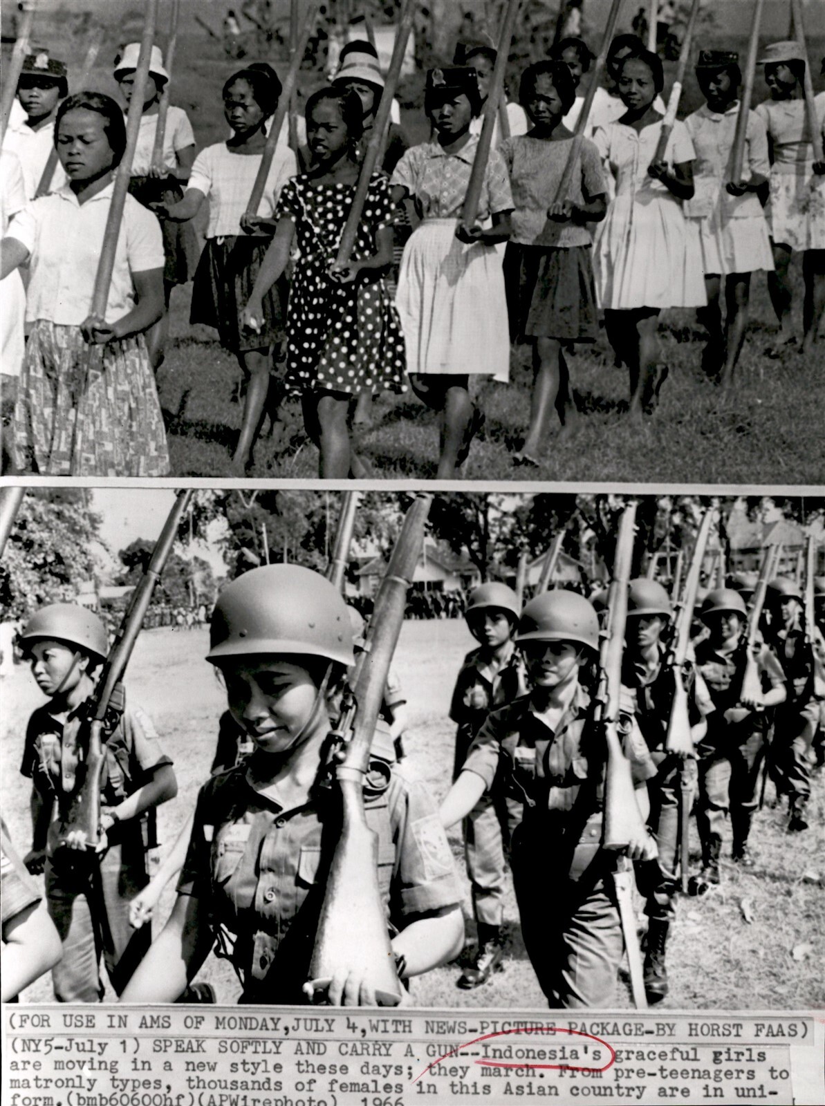 LG980 1966 AP Wire Photo SPEAK SOFTLY AND CARRY A GUN INDONESIAN WOMEN SOLDIERS LG980 1966 AP Wire Photo SPEAK SOFTLY AND CARRY A GUN INDONESIAN WOMEN SOLDIERS