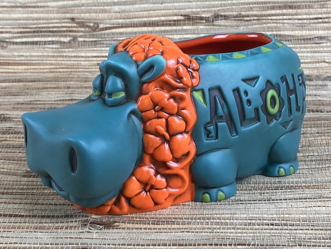 Hippo in Paradise Tiki Mug Tikiland Trading THOR Jeff Granito 18 Oz New in Box