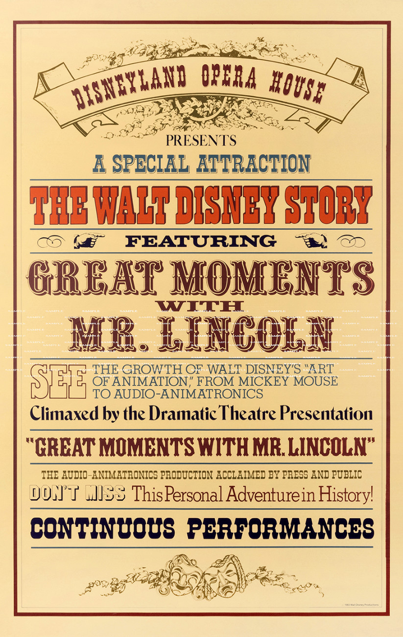 1965 Disney Great Moments With Mr Lincoln 11 x 17 Poster Opera House Attraction 1965 Disney Great Moments With Mr Lincoln 11 x 17 Poster Opera House Attraction