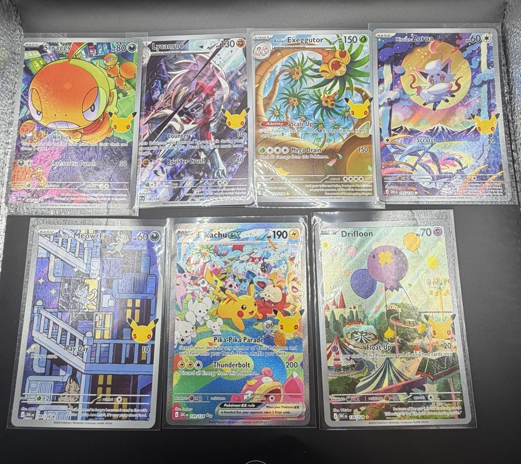 Pokemon 30th Anniversary 7 Card LOT PIKACHU SIR AND 6 IR’s All Near Mint 