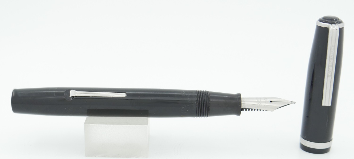 Esterbrook J Transitional Black & Chrome Fountain Pen - 2668 Medium Nib - 1940\'s Esterbrook J Transitional Black & Chrome Fountain Pen - 2668 Medium Nib - 1940\'s