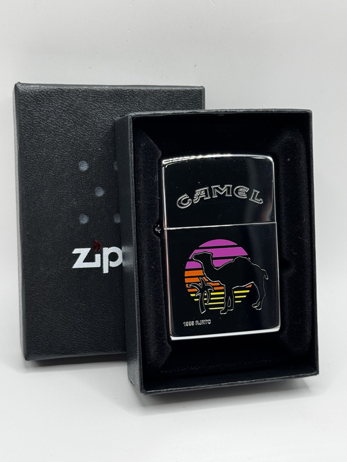 Vintage 1996 Camel Sunset High Polish Chrome Zippo Lighter NEW