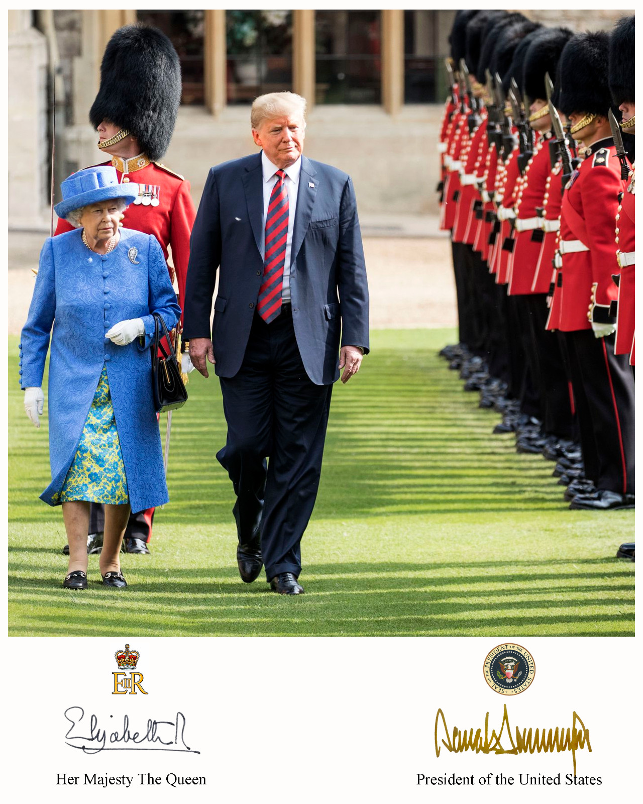 Donald Trump & Queen Elizabeth Presidential Seal Signed 8x10 Photo REPRINT