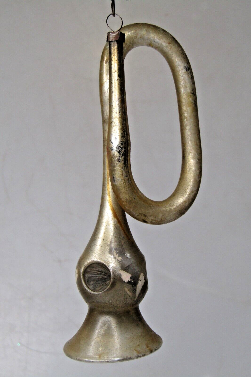 Antique Vintage Glass Multi Indent TROMBONE Large Christmas Ornament Germany