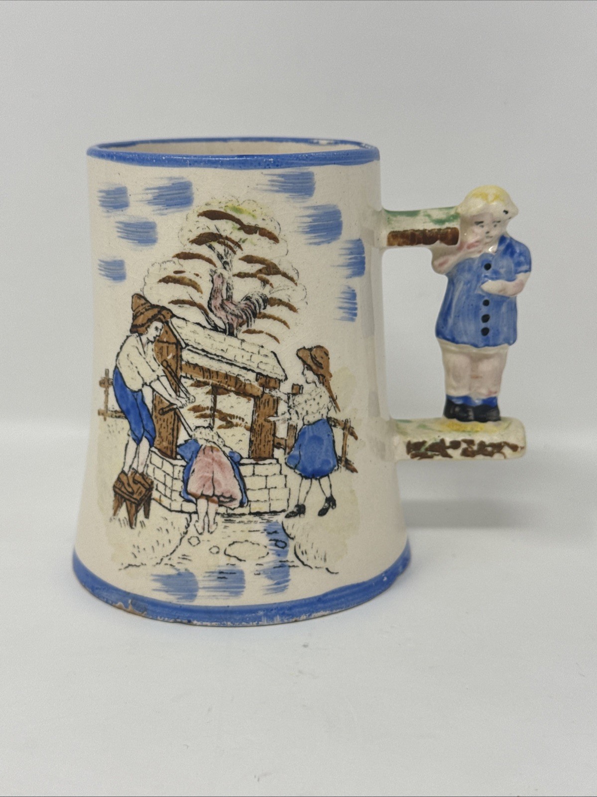 Arthur Wood Ding Dong Bell Nursery Rhyme Child Mug Figural Handle England 1940s Arthur Wood Ding Dong Bell Nursery Rhyme Child Mug Figural Handle England 1940s