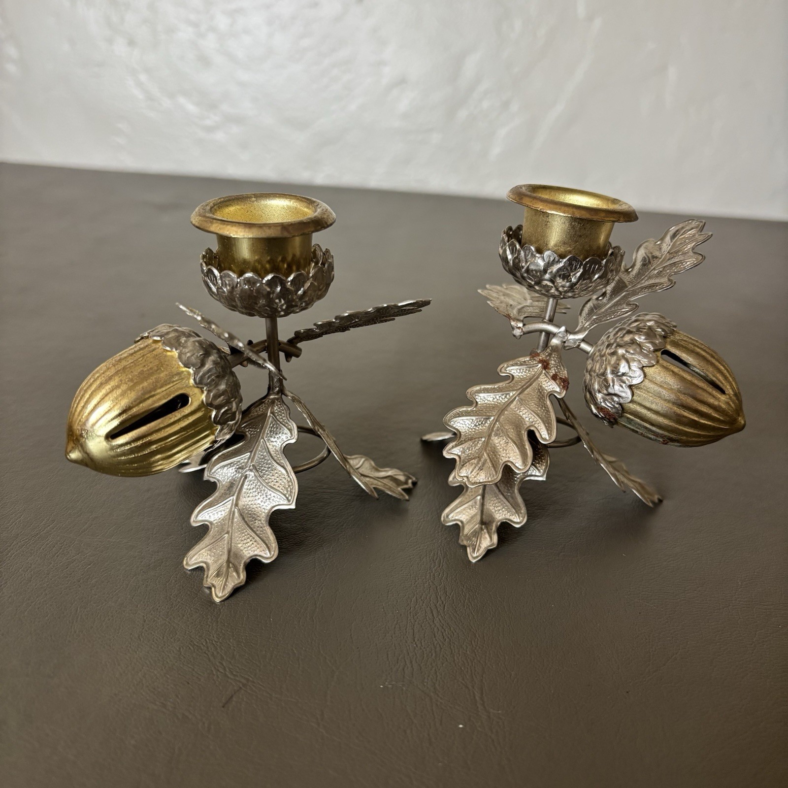 Vintage Metal 3 Candle Holder with Oak Leaves and Acorn Bells Midwest of Cannon Vintage Metal 3 Candle Holder with Oak Leaves and Acorn Bells Midwest of Cannon