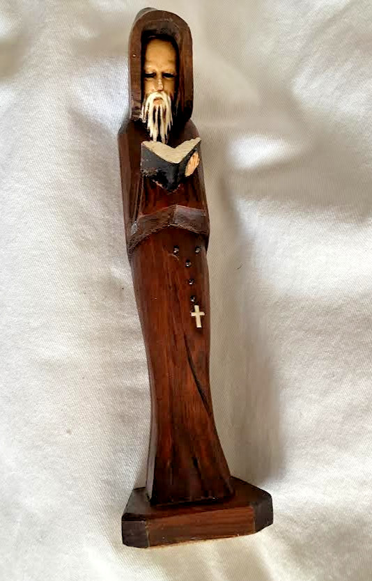 Vintage 11.5 Inch Carved Wooden Hooded Monk Figurine-Religious Folk Art Vintage 11.5 Inch Carved Wooden Hooded Monk Figurine-Religious Folk Art