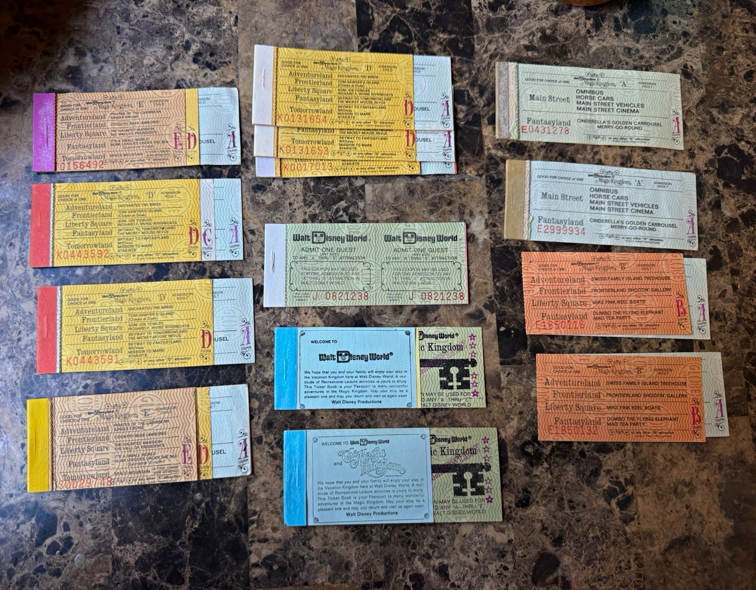 Vintage Walt Disney World Ticket Lot 12 Partial Books 46 Coupons Magic Kingdom