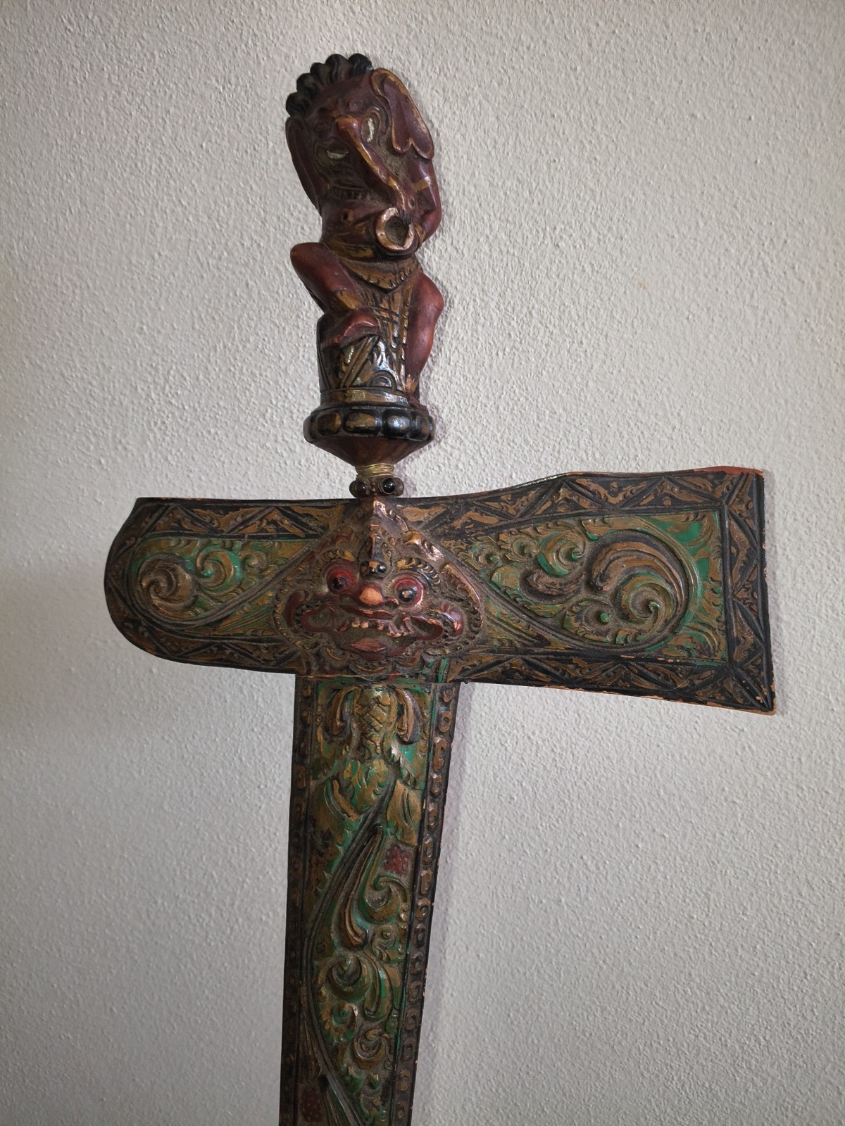 antique Shamshir Big Indonesian Keris Knive Dagger Painted 60 Cm