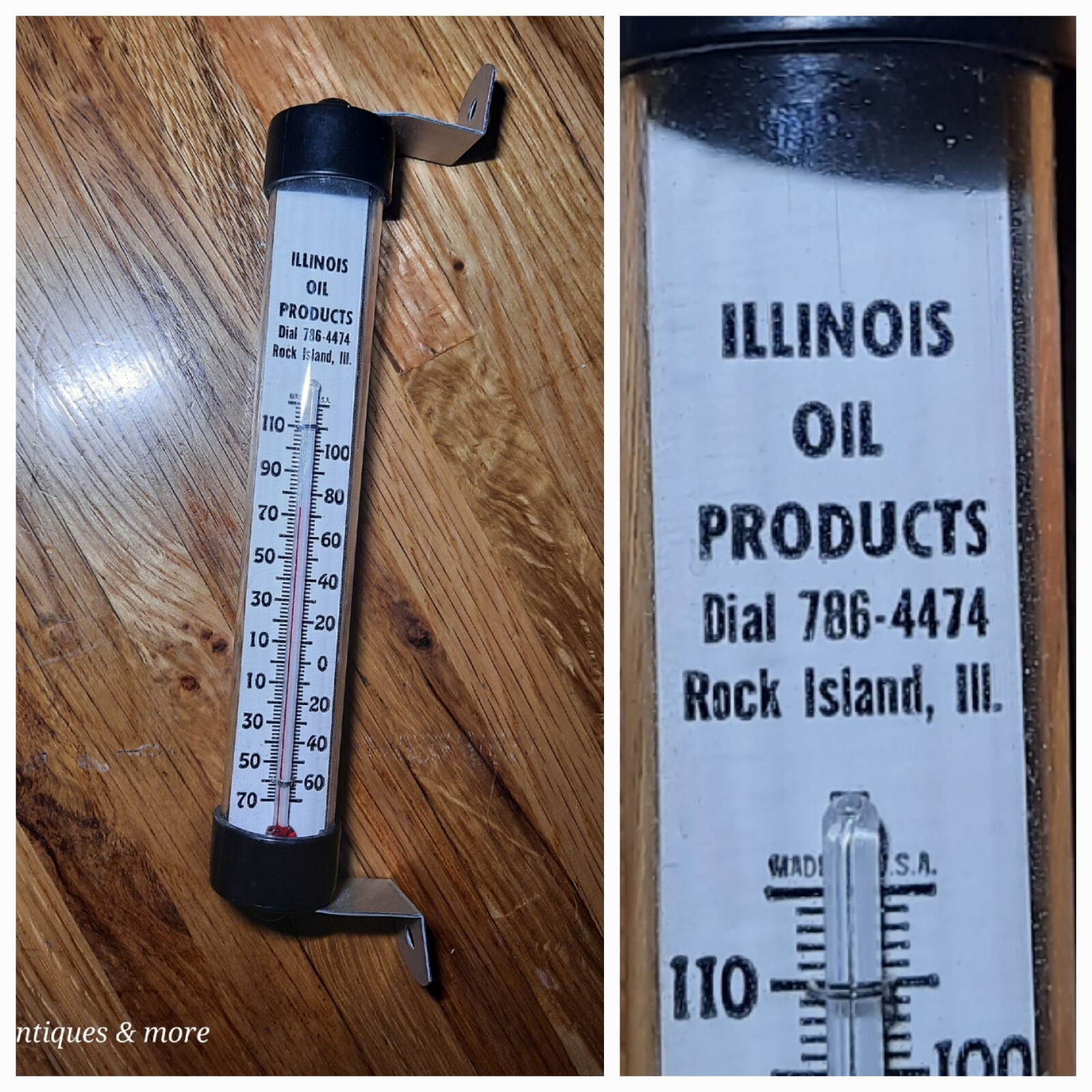 Vintage Illinois Oil Products Thermometer Rock Island Advertisement Hanging Vintage Illinois Oil Products Thermometer Rock Island Advertisement Hanging