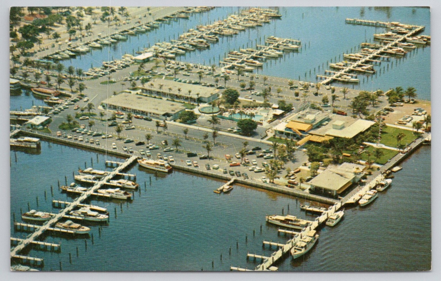 Bahia Mar Fort Lauderdale Florida Aerial View Yacht Basin Postcard 1960s