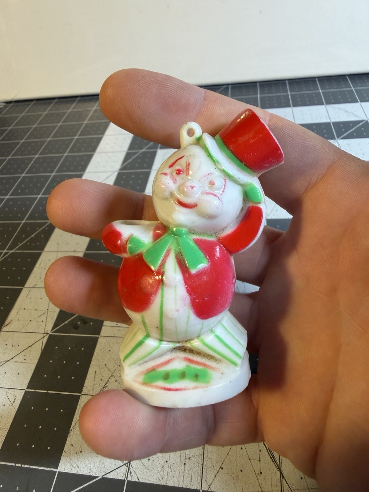 Vintage Rare Rosbro Rosen 1950s Plastic Snowman Candy Container Lollipop Holder